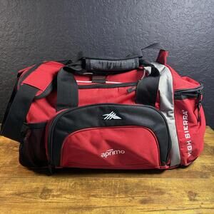 High Sierra Aprimo Red Black Duffel Gym Travel Bag Shoulder Strap Medium‎ Logo